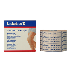 Leukotape K elastische tape 5m x 5cm huidkleur 1 Stuks