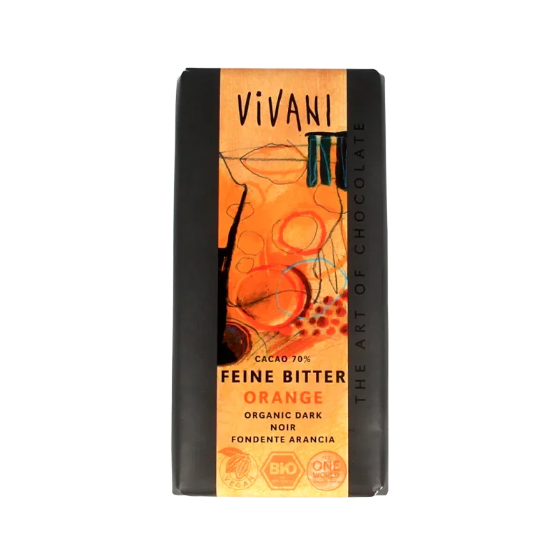Vivani Chocolade puur met sinaasappel bio 100 Gram