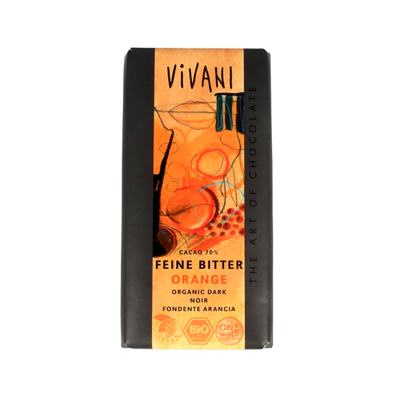 Vivani Chocolade puur met sinaasappel bio 100 Gram