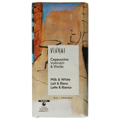 Vivani Chocolade melk en wit cappuccino bio 100 Gram