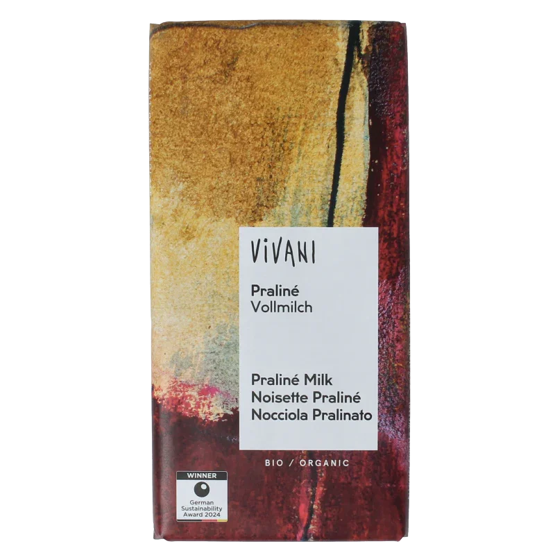 Vivani Chocolade melk praline nougat bio 100 Gram