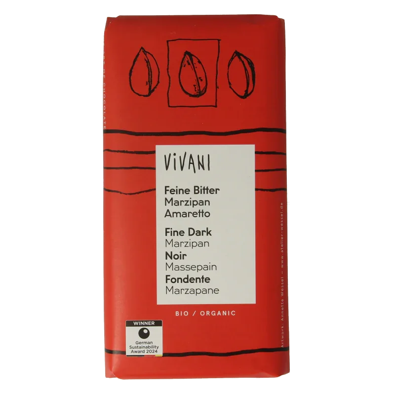 Vivani Chocolade puur met marsepein & amaretto bio 100.00 Gram