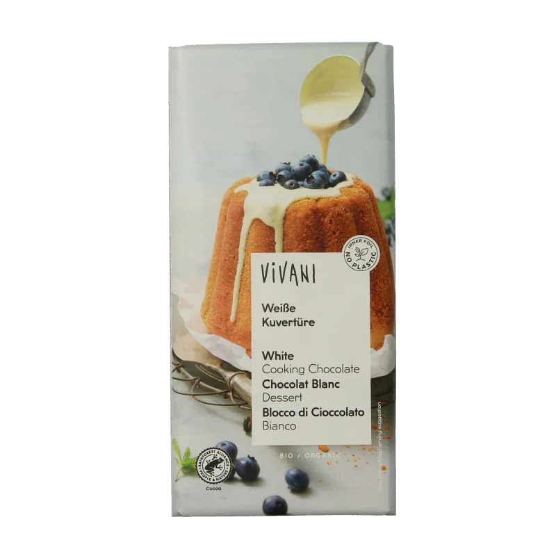Vivani Couverture smeltchocolade wit bio 200 Gram