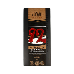 Vivani Chocolade puur 92% kokosbloesemsuiker bio 80 Gram