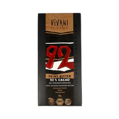Vivani Chocolade puur 92% kokosbloesemsuiker bio 80 Gram