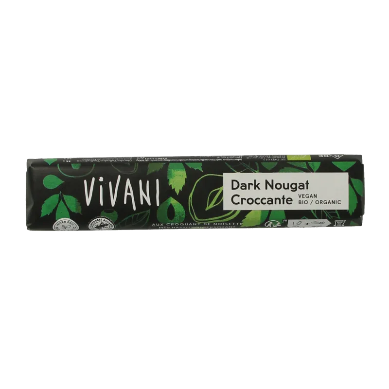 Vivani Chocolate To Go dark nougat croccante bio 35 Gram