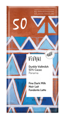 Vivani Chocolade melk donker 50% kokosbloesemsuiker bio 80 Gram