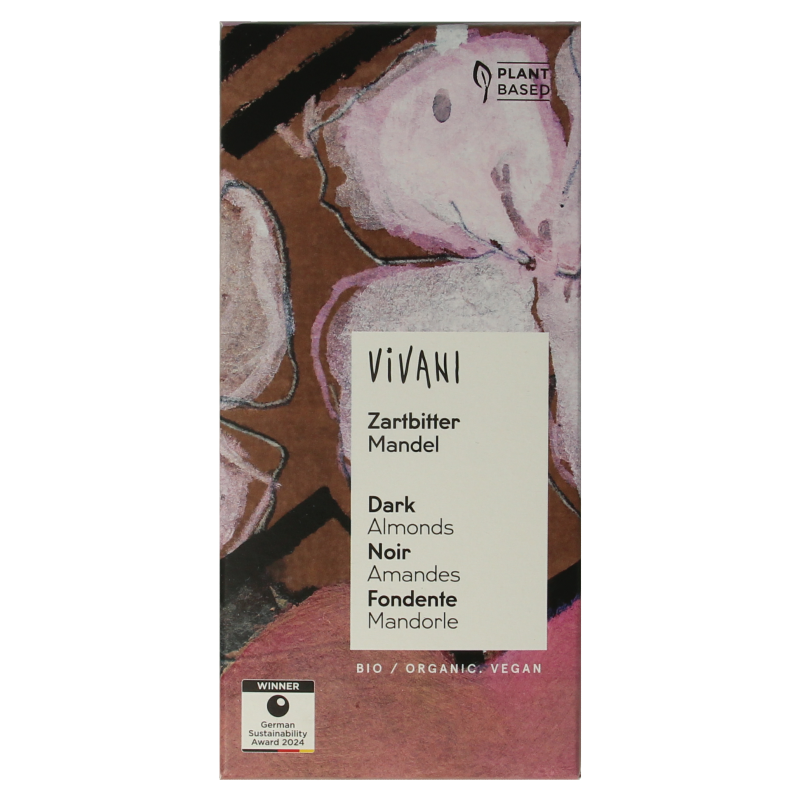 Vivani Chocolade puur met amandelen bio 100 Gram
