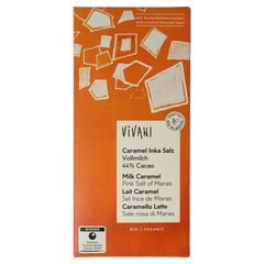 Vivani Chocolade melk car. zeezout kokosbloesemsuiker bio 80 Gram