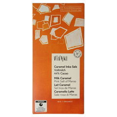 Vivani Chocolade melk car. zeezout kokosbloesemsuiker bio 80.00 Gram