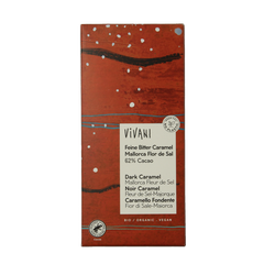 Vivani Chocolade puur caramel zeezout 62% bio 80 Gram