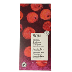 Vivani Chocolade puur superieur met cranberry bio 100 Gram