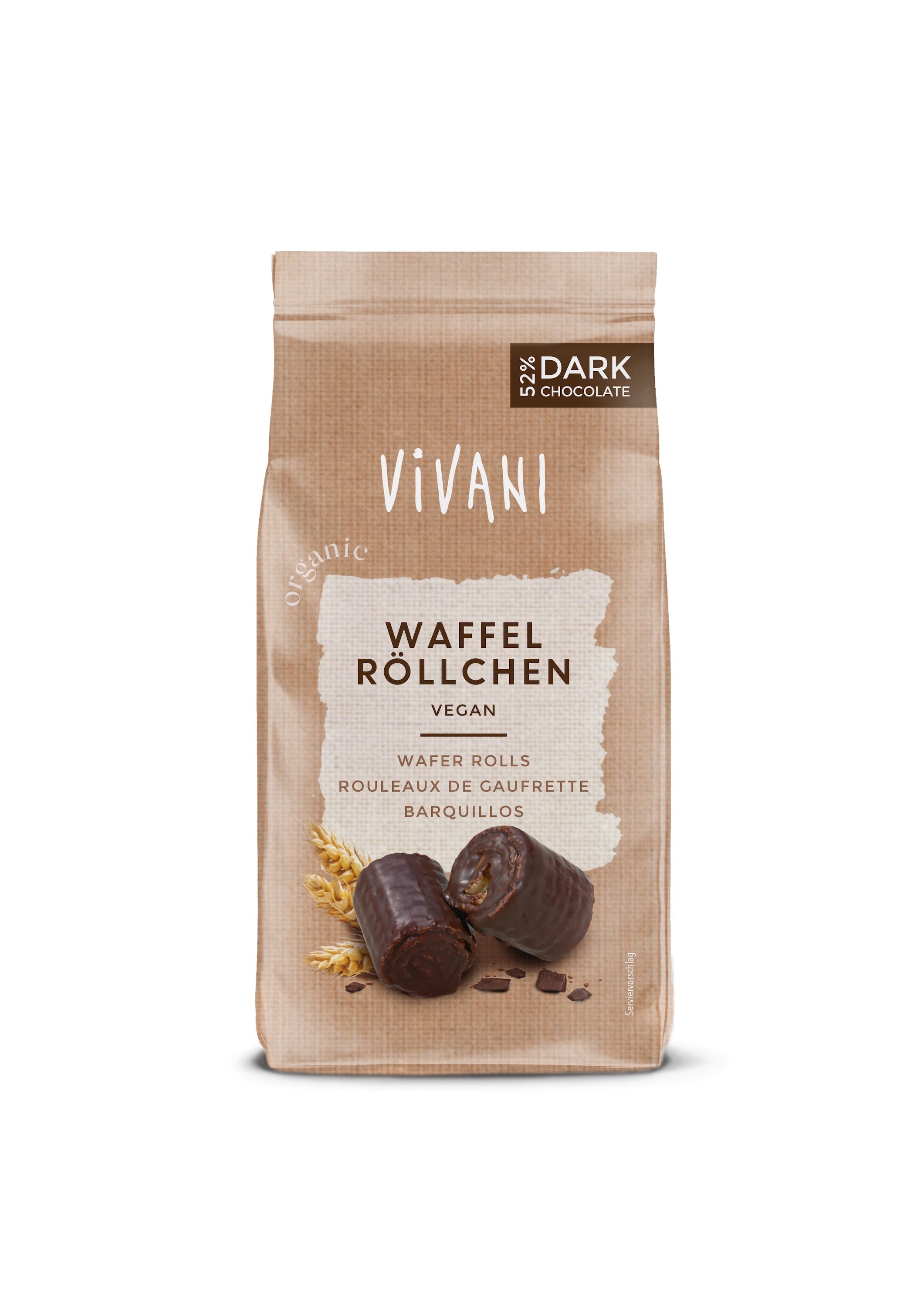 Vivani Chocolade wafelrolletjes puur bio 125 Gram