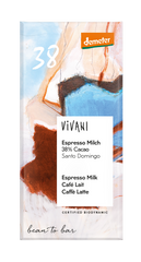 Vivani Chocolade demeter melk espresso 38% bio 90.00 Gram