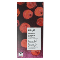 Vivani Chocolade puur cranberry 70% bio 80.00 Gram
