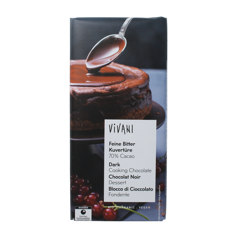 Vivani Couverture smeltchocolade puur bio 150 Gram