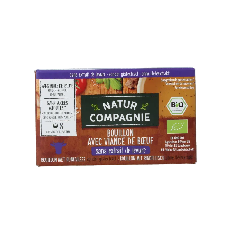 Natur Compagnie Runderbouillon gist- en suikervrij bio 8 Stuks