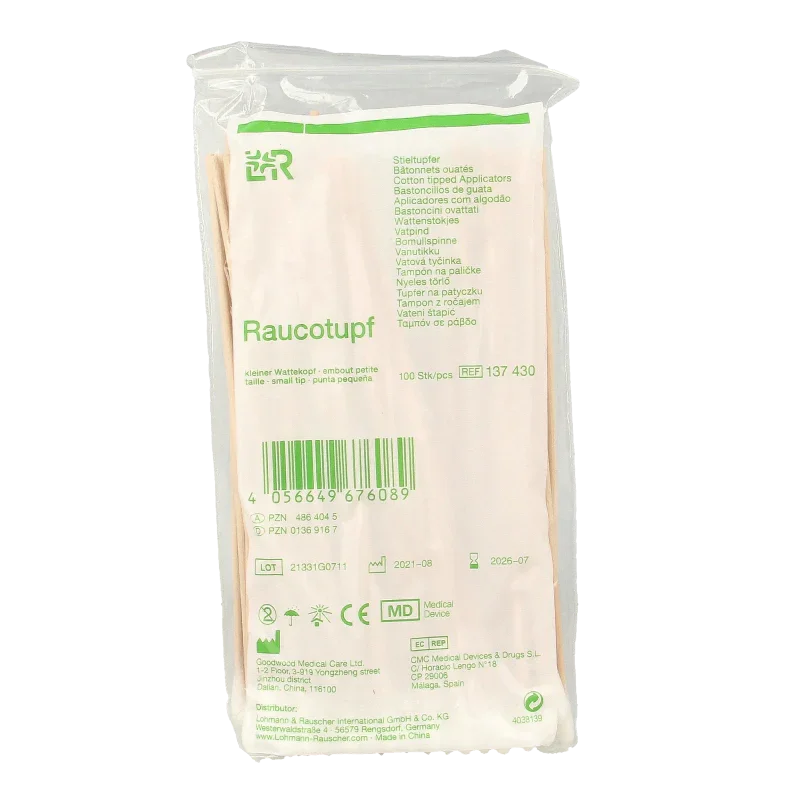 Lohmann&Rauscher Wattenstokje kleine tip hout 15cm 100 Stuks