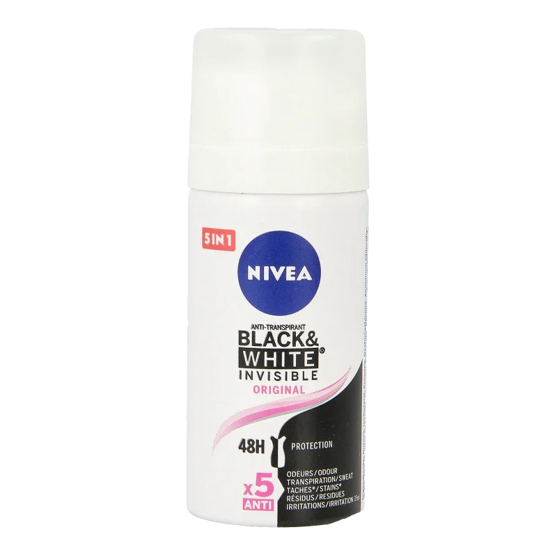 Nivea Deodorant spray black & white invisible mini 35 Milliliter