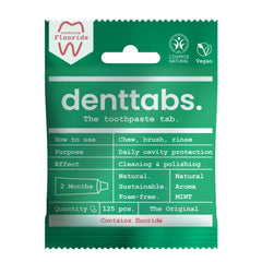 Denttabs Tandpasta tabletten munt met fluor vegan 125.00 Stuks