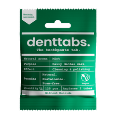 Denttabs Tandpasta tabletten munt zonder fluor vegan 125.00 Stuks