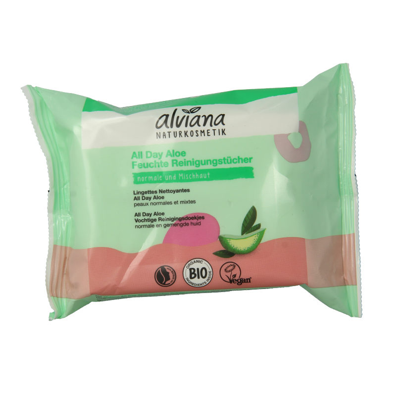 Alviana Reinigingsdoekjes vochtig aloe vera 25 Stuks