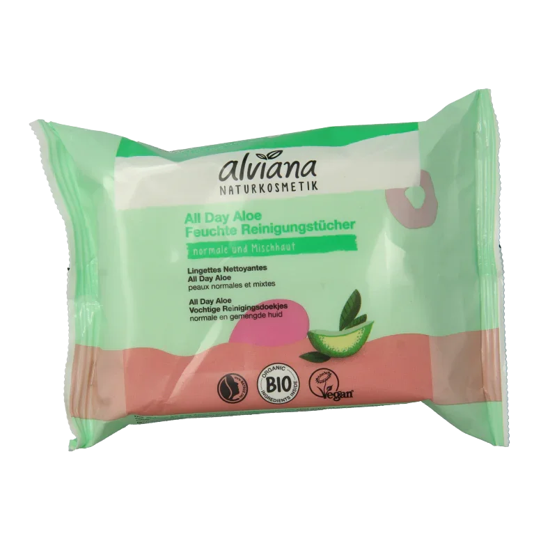 Alviana Reinigingsdoekjes vochtig aloe vera 25 Stuks