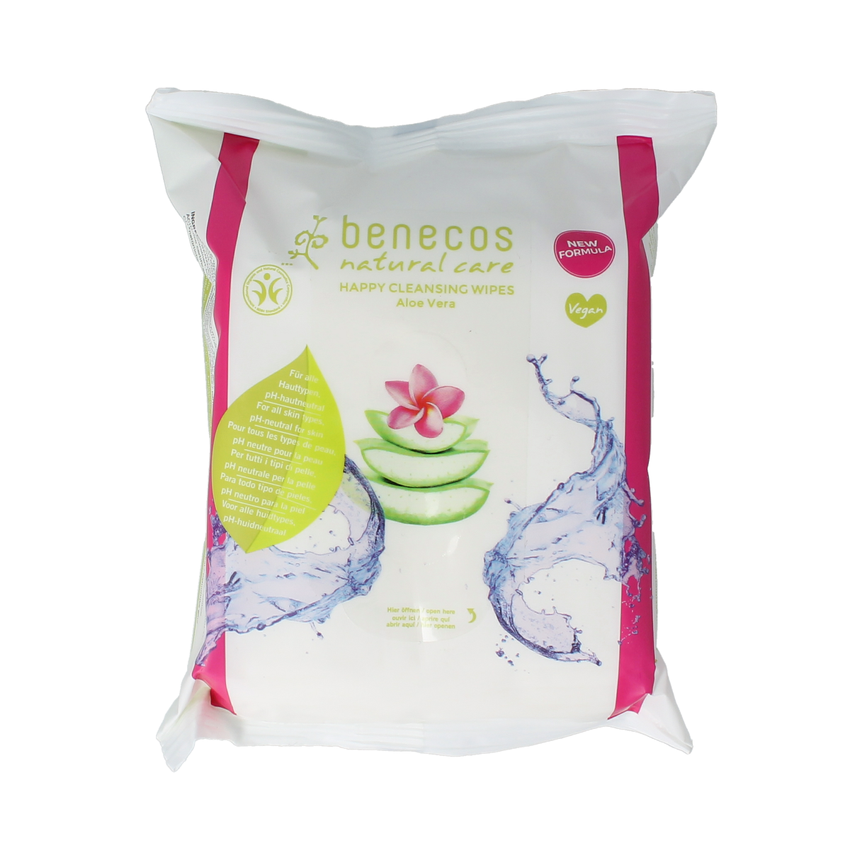 Benecos natural beauty Vegan happy reinigingsdoekjes 25.00 Stuks