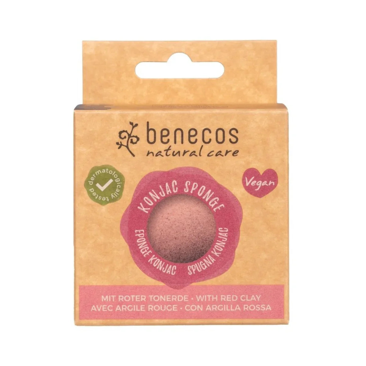 Benecos natural beauty Natural konjac sponge - red clay 1 Stuks