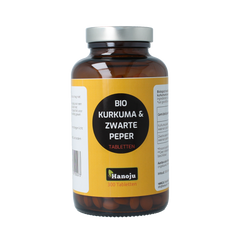 Hanoju Kurkumapoeder + piperine 500mg bio 300.00 Tabletten