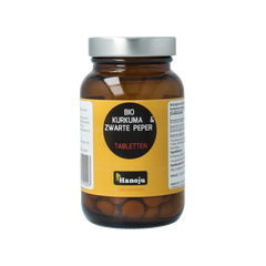 Hanoju Kurkumapoeder + piperine 500mg bio 150.00 Tabletten
