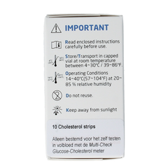 Testjezelf Multicheck cholesterol teststrips 10.00 Stuks