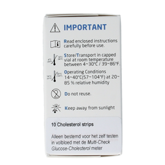Testjezelf.nu Multicheck cholesterol teststrips 10.00 Stuks