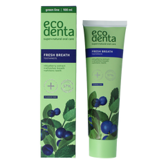 Ecodenta Tandpasta fresh breath bosbessenextr green line 100 Milliliter