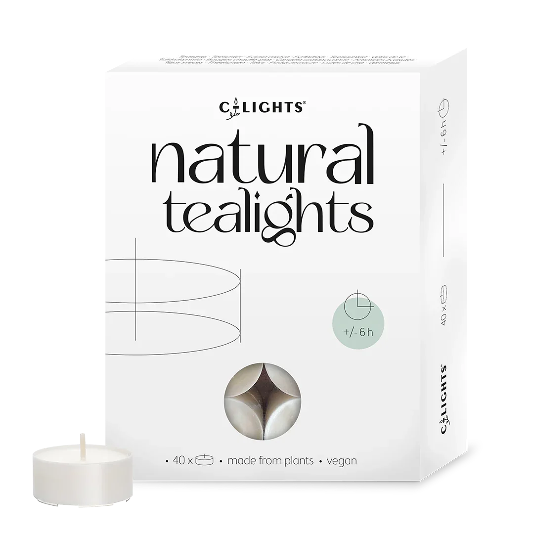 C-lights Natuurlijke theelichtjes 6 branduren 40 Stuks