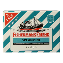 Fisherman's Friend Spearmint suikervrij 3-pack 25 Gram