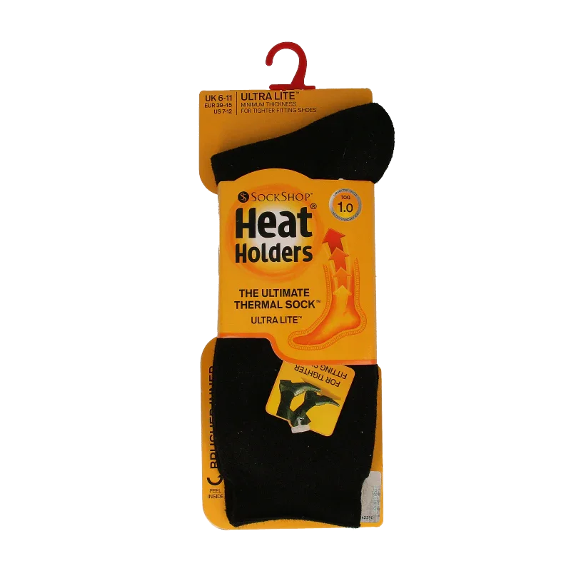 Heat Holders Mens sock ultra lite maat 6-11 black 1.00 Paar