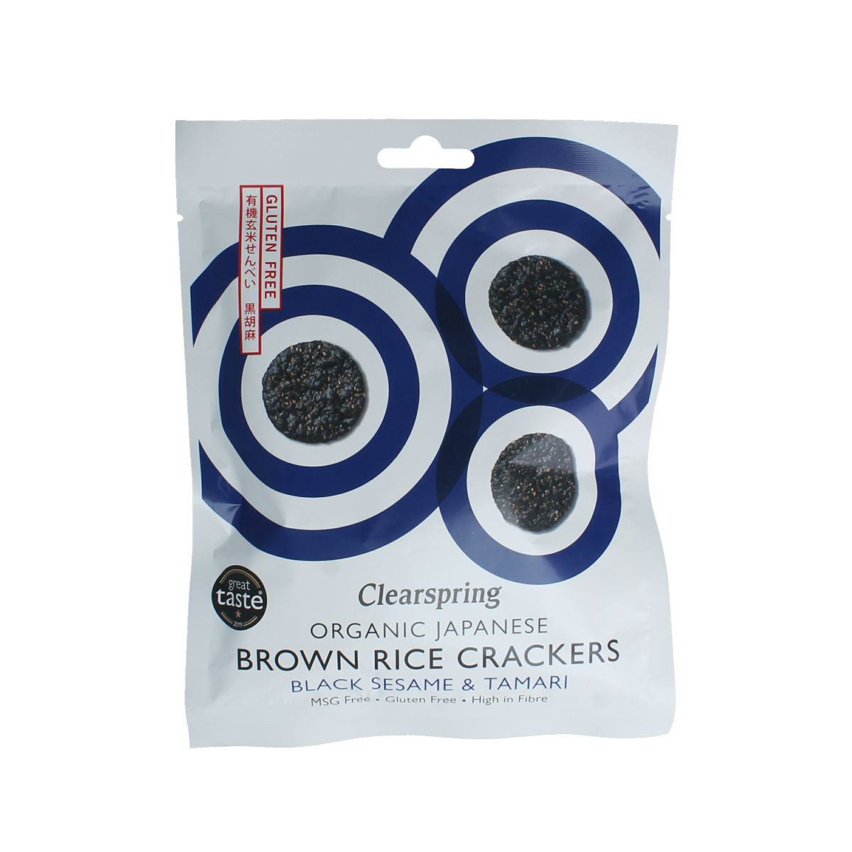 Clearspring Bruine rijst crackers zwarte sesam & tamari bio 40.00 Gram