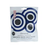 Clearspring Bruine rijst crackers zwarte sesam & tamari bio 40 Gram