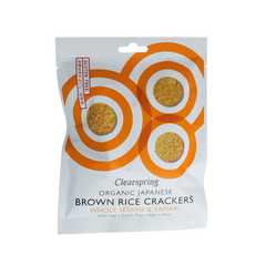 Clearspring Bruine rijstcracker met sesam & tamari bio 40.00 Gram