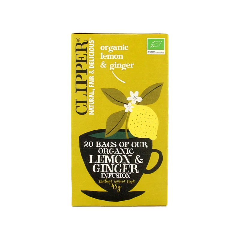 Clipper Lemon & ginger tea bio 20 Zakjes
