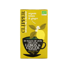 Clipper Lemon & ginger tea bio 20 Zakjes