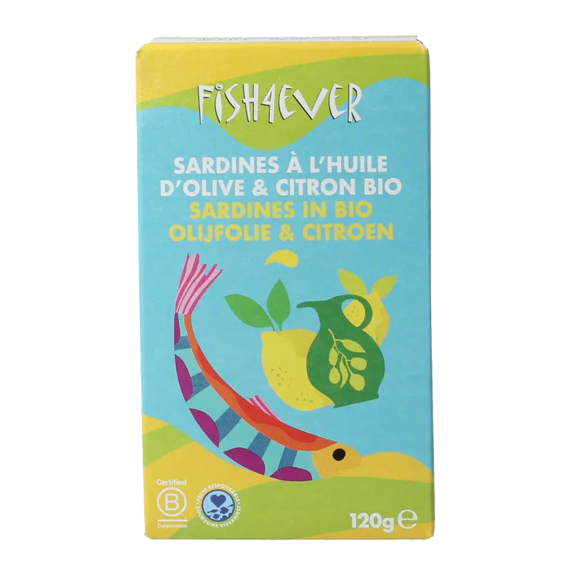 Fish 4 Ever Sardines olijfolie citroen 120 Gram