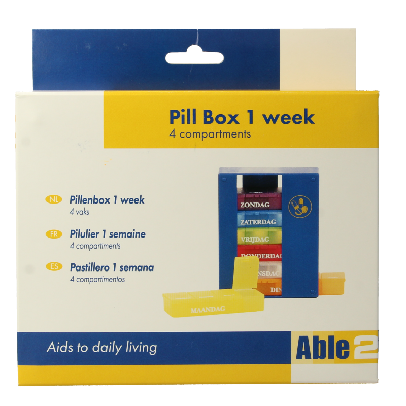 Able 2 Pillenbox 1 week 4 vaks NL 1 Stuks