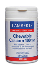 Lamberts Calcium kauwtabletten 400mg met vitamine D en FOS 60.00 Kauwtabletten