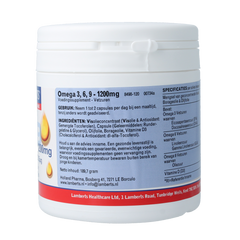 Lamberts Omega 3 6 9 visolie 1200mg + vitamine D3 120.00 Capsules