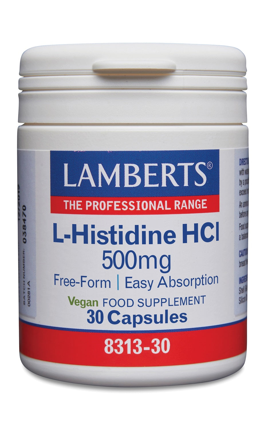Lamberts L-Histidine 500mg 30 Capsules