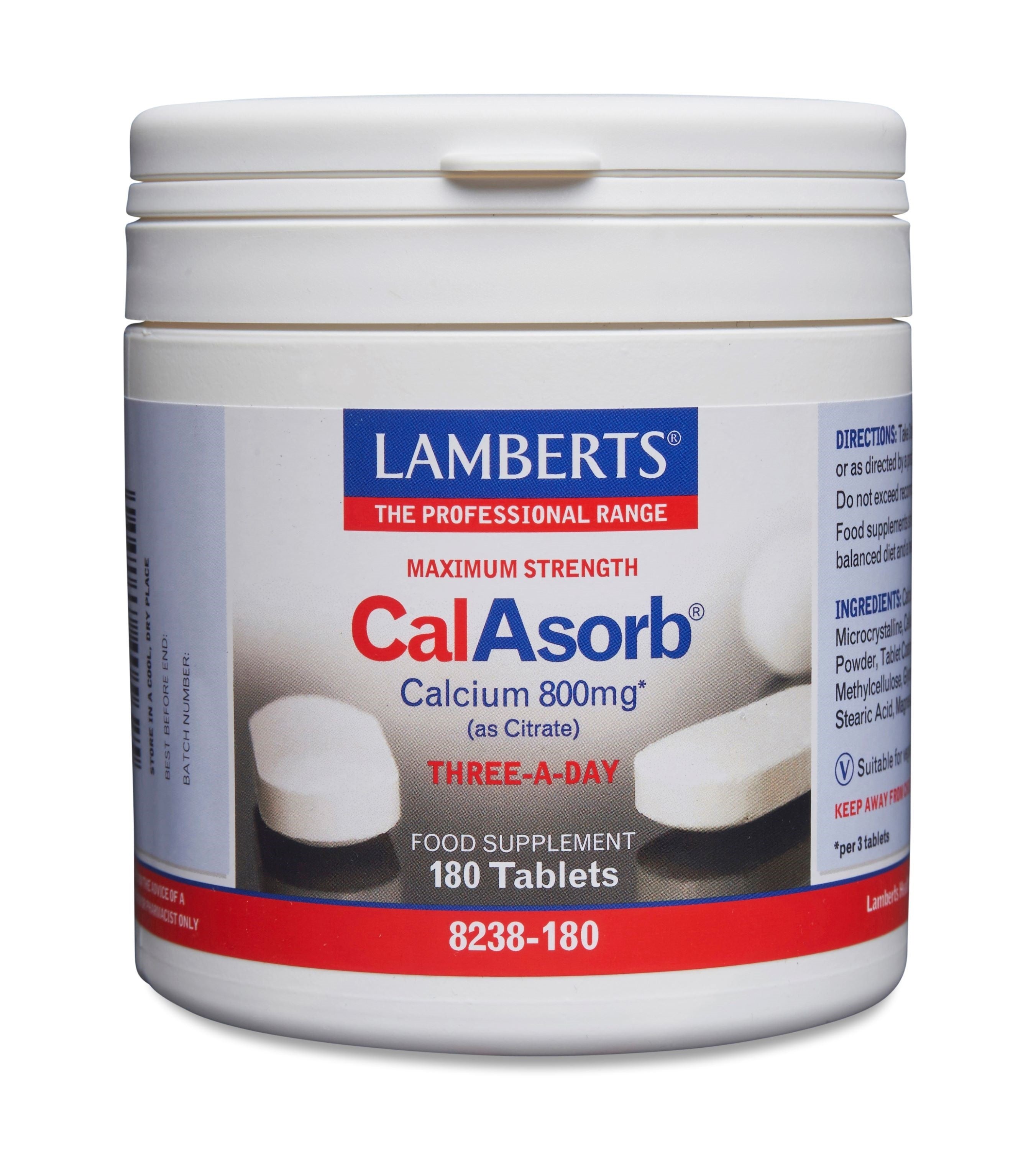 Lamberts CalAsorb (calciumcitraat) en vitamine D3 180.00 Tabletten