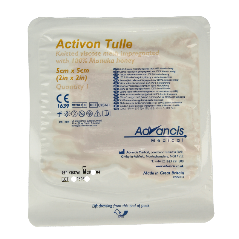 Advancis Activon manuka gaasverband 5 x 5cm 5.00 Stuks