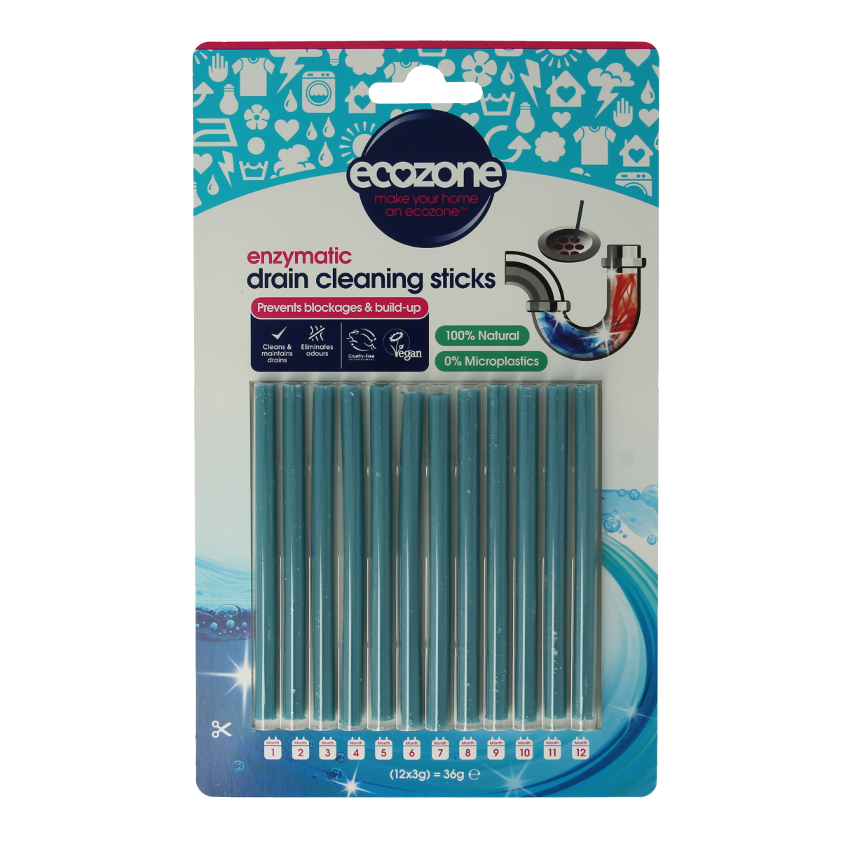 EcoZone Afvoer ontstopper sticks 12.00 Stuks